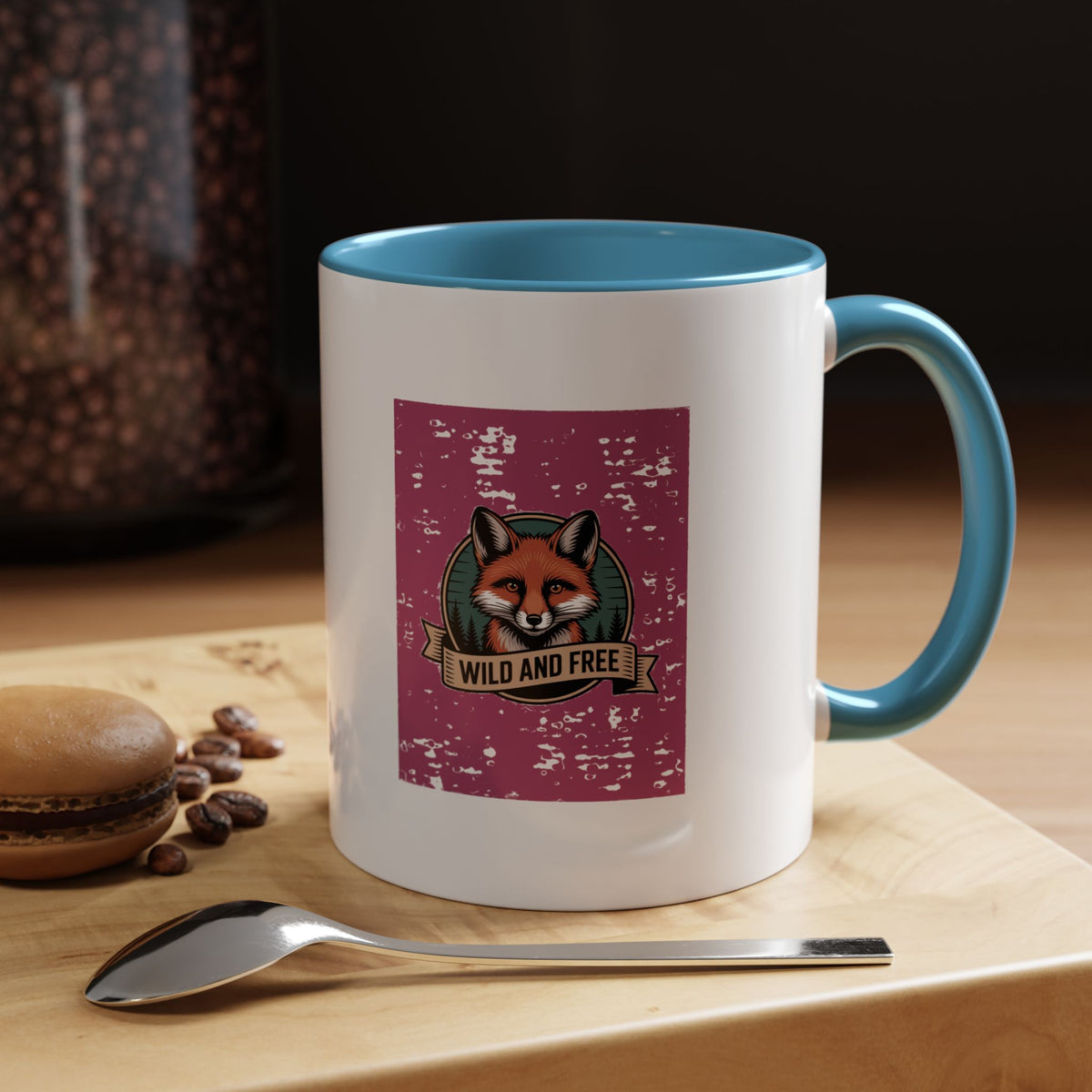 Retro Fox Badge Mug, Vintage Wildlife Patch Coffee Mug, Wild And Free Outdoor Mug, Fox Lover Gift, Camping Nature Ceramic Mug