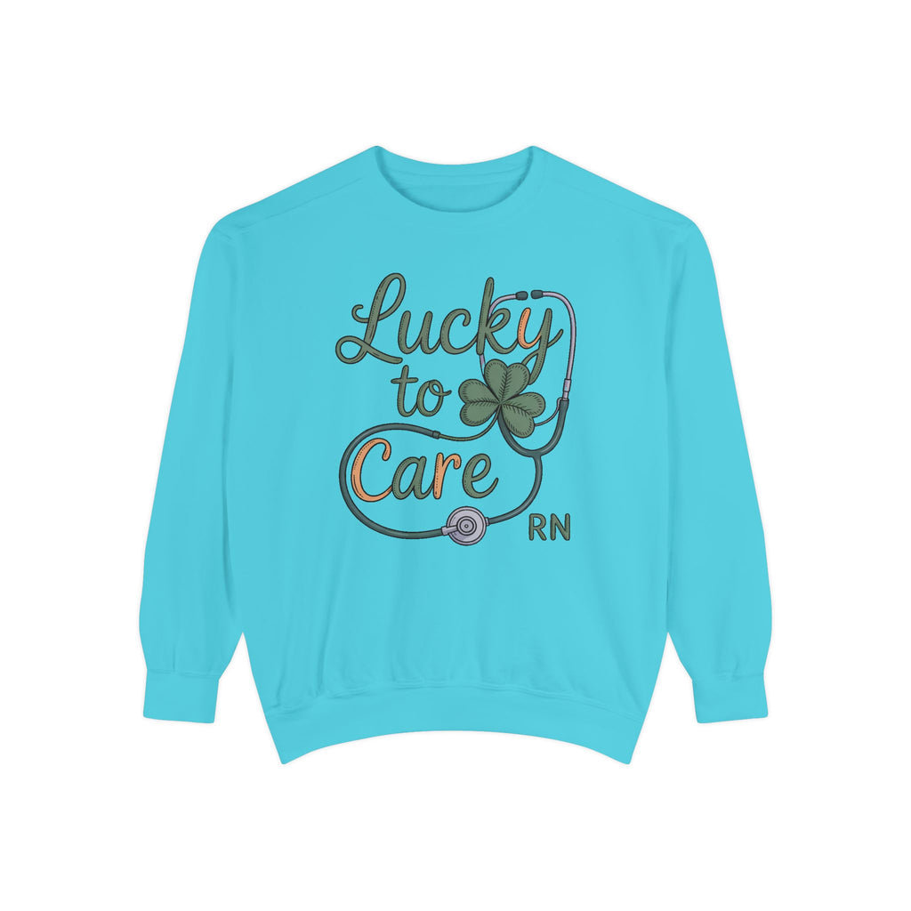 RN Nurse Sweatshirt, St Patrick's Day Gift For Nurse, Lucky To Care Crewneck, Nurse St Patricks Day Shirt, Shamrock Nurse Gift, RN Tee