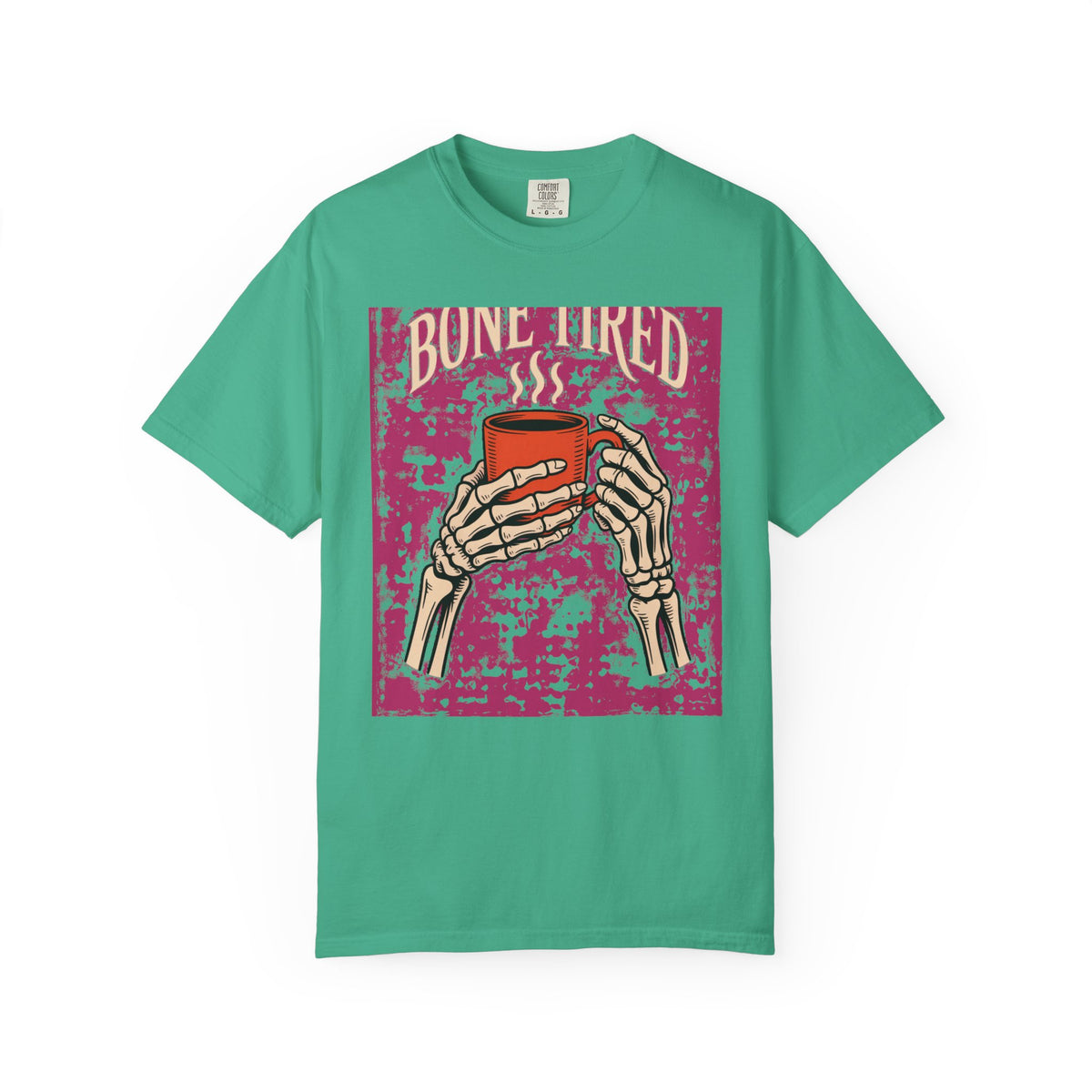 Bone Tired Halloween Shirt, Skeleton Hands Coffee T-Shirt, Vintage Halloween Coffee Lover Tee, Spooky Season Graphic Shirt