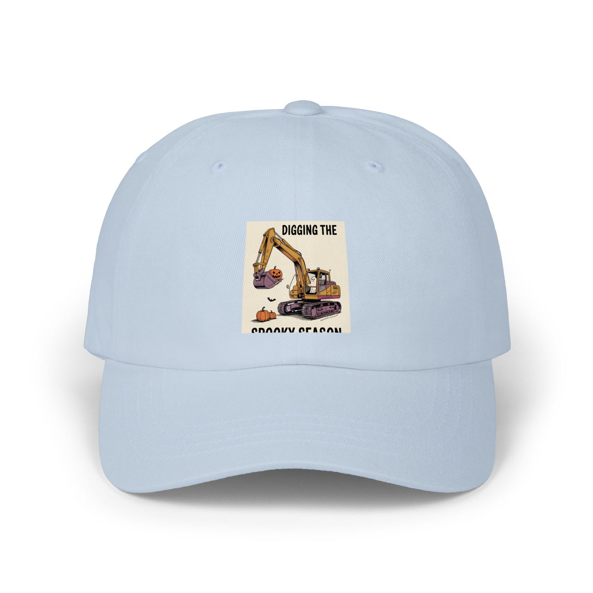 Digging The Spooky Season Dad Cap, Halloween Excavator Hat, Funny Pumpkin Ghost Cap, Construction Halloween Gift for Dad