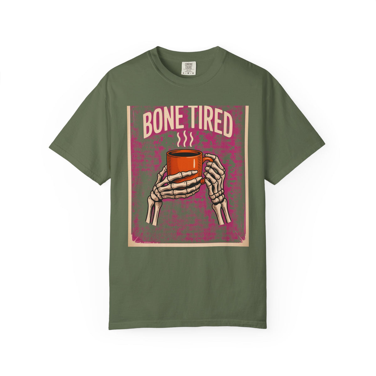 Bone Tired Coffee Shirt, Skeleton Hands Coffee Mug Tee, Halloween Shirt, Vintage Spooky Season T-Shirt, Funny Coffee Lover Gift