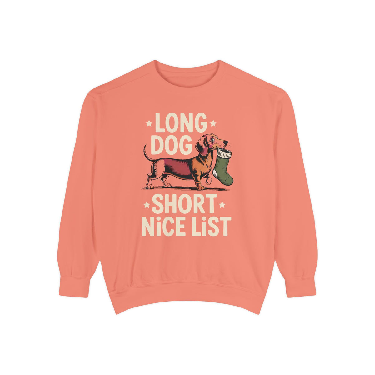 Dachshund Lover Sweatshirt, Funny Christmas Gift For Dog Mom, Long Dog Short Nice List Crewneck, Dachshund Christmas Sweatshirt, Weiner Dog…
