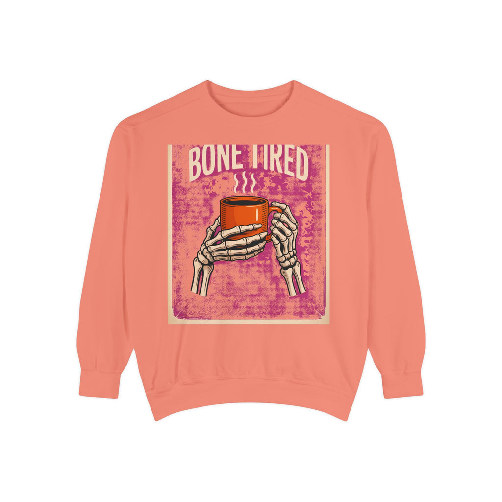 Bone Tired Coffee Skeleton Sweatshirt, Halloween Coffee Lover Crewneck, Funny Skeleton Hands Mug Shirt, Spooky Season Sweatshirt