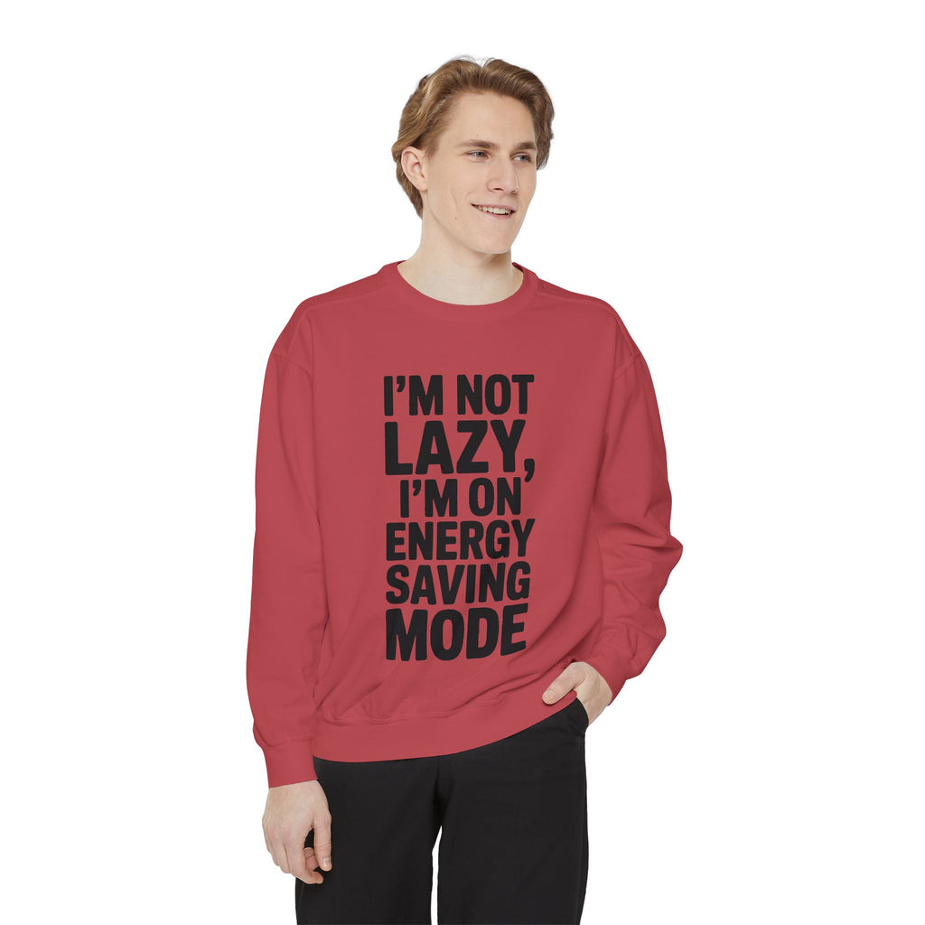 Energy Saving Mode Sweatshirt, Funny Lazy Quote Crewneck, I'm Not Lazy Embroidered Sweatshirt, Sarcastic Gift for Introvert