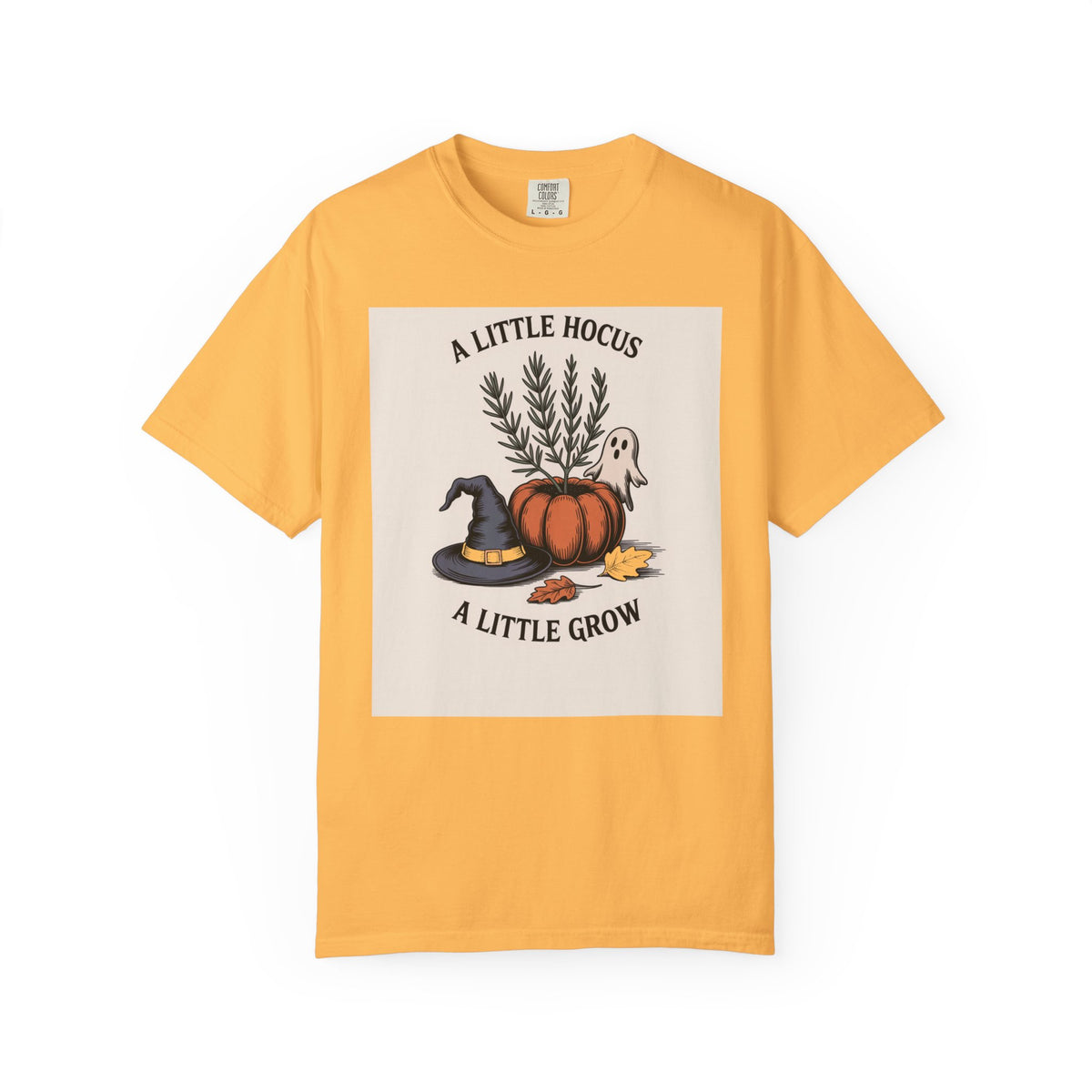 A Little Hocus A Little Grow Shirt, Halloween Botanical T-Shirt, Pumpkin Planter Witch Hat Ghost Tee, Cozy Fall Gift