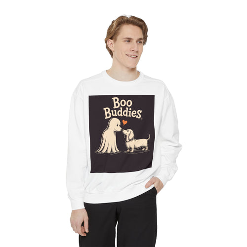 Boo Buddies Dog And Ghost Sweatshirt, Cute Dachshund Halloween Crewneck, Funny Ghost Dog Lover Halloween Gift