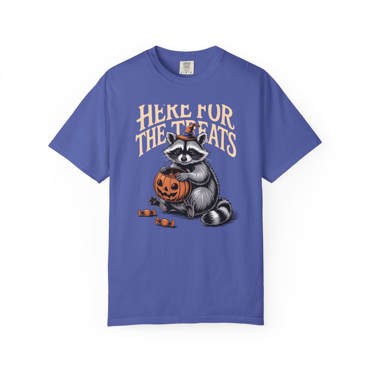 Here For The Treats Raccoon Shirt, Funny Halloween T-Shirt, Vintage Trick Or Treat Tee, Spooky Season Raccoon Gift