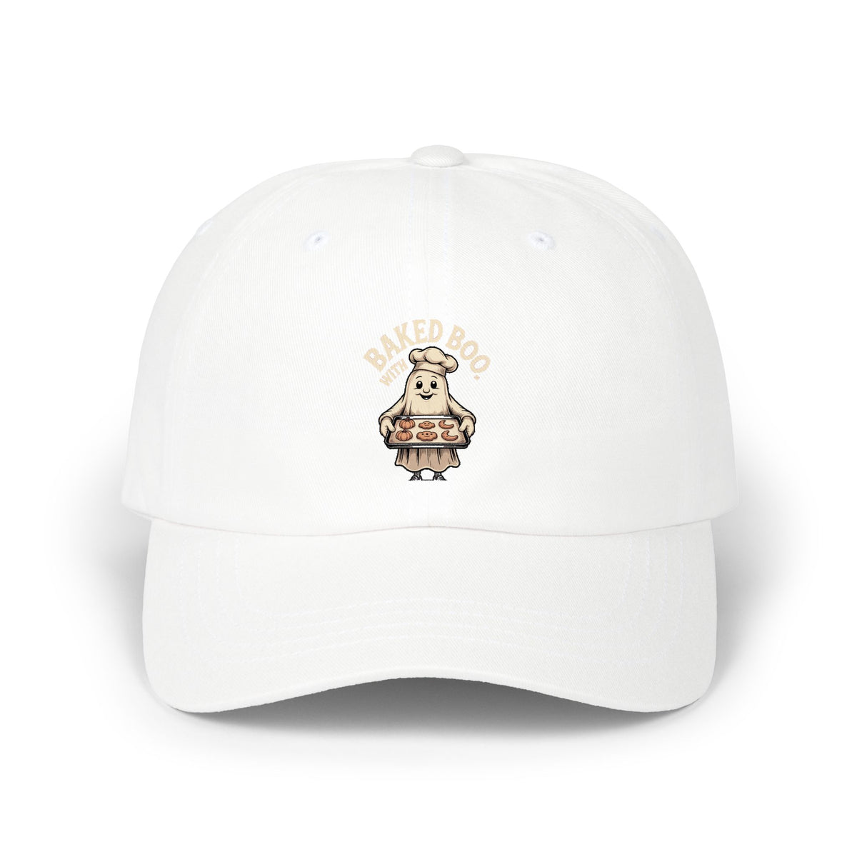Baked With Boo Ghost Dad Hat, Funny Halloween Baking Cap, Cute Ghost Cookies Embroidered Hat, Fall Bakery Gift