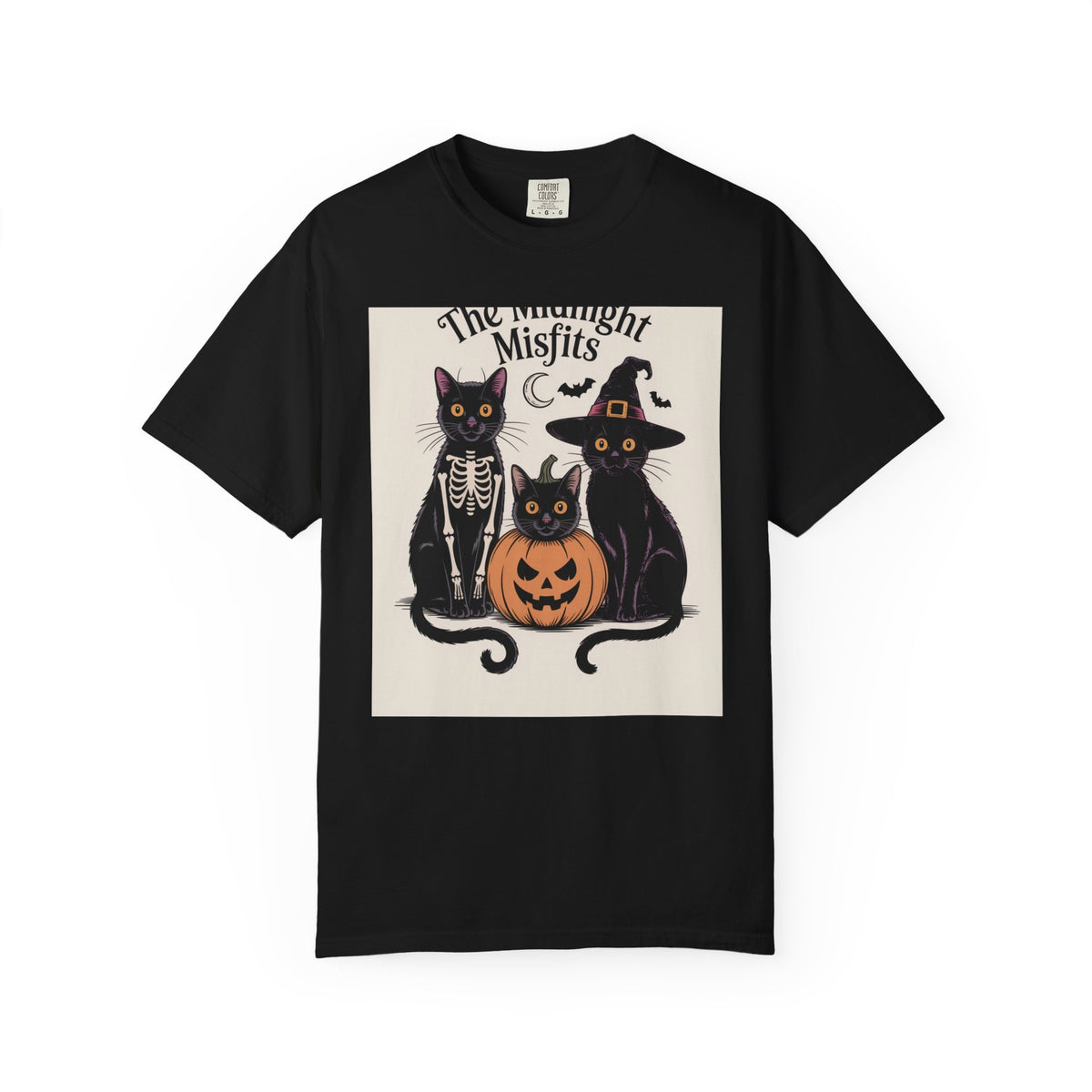 The Midnight Misfits Cats Halloween Shirt, Funny Black Cat Costume Tee, Spooky Season Portrait T-Shirt, Cat Lover Gift