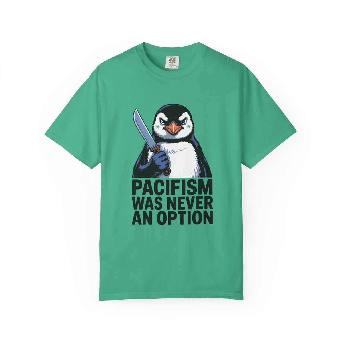 Funny Penguin Shirt, Pacifism Was Never An Option Tee, Dramatic Penguin With Knife T-Shirt, Sarcastic Meme Gift Shirt