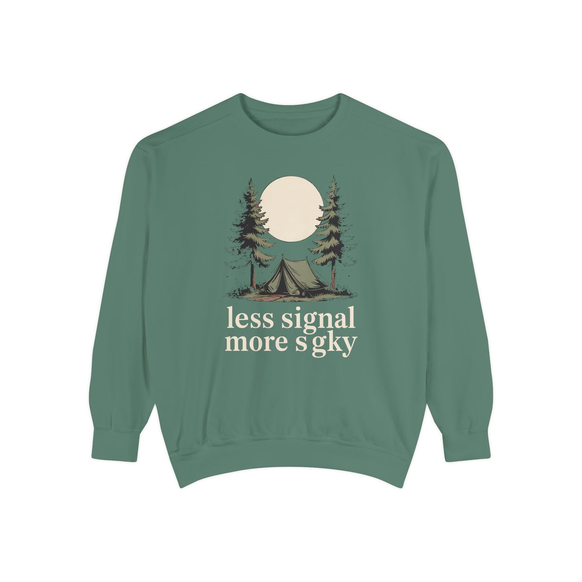 Camper Sweatshirt, Less Signal More Sky, Camping Gift For Campers, Outdoor Hobby Crewneck, Nature Lover Gift, Vintage Camp Sweatshirt