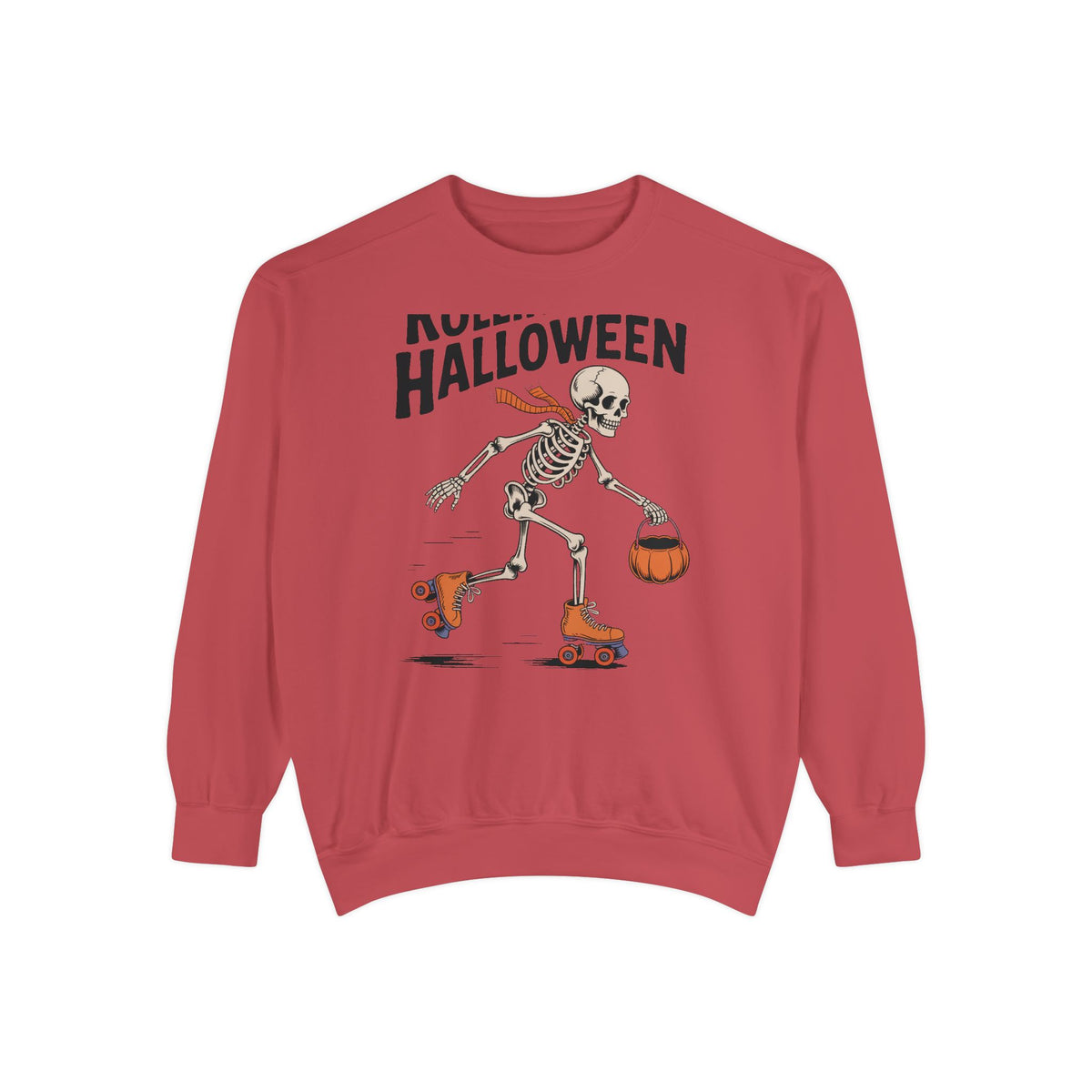 Rolling Into Halloween Skeleton Sweatshirt, Retro Roller Skate Skeleton Crewneck, Funny Halloween Gift, Vintage Spooky Season Sweatshirt