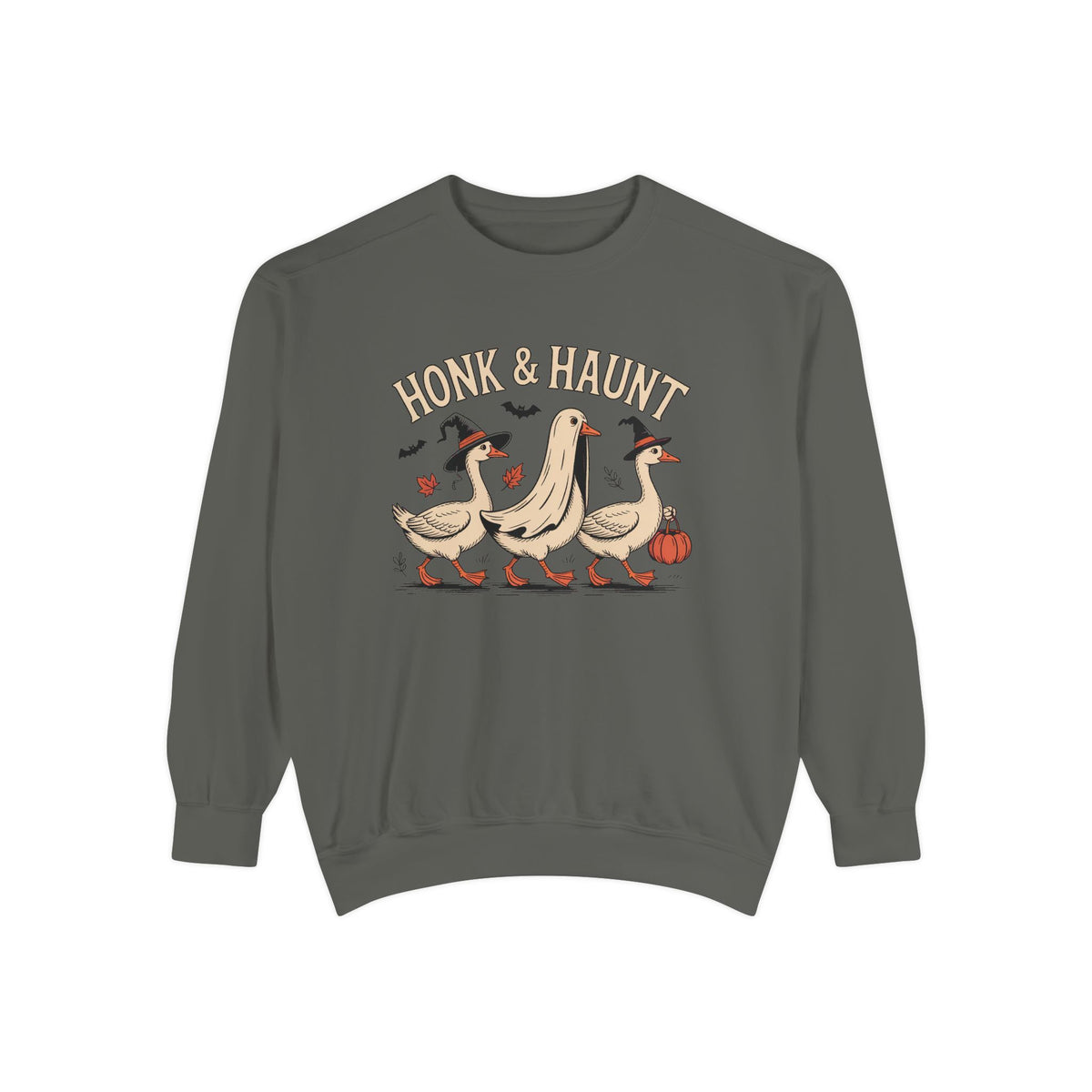 Honk & Haunt Geese Sweatshirt, Funny Halloween Goose Crewneck, Vintage Spooky Season Sweatshirt, Bird Lover Halloween Gift