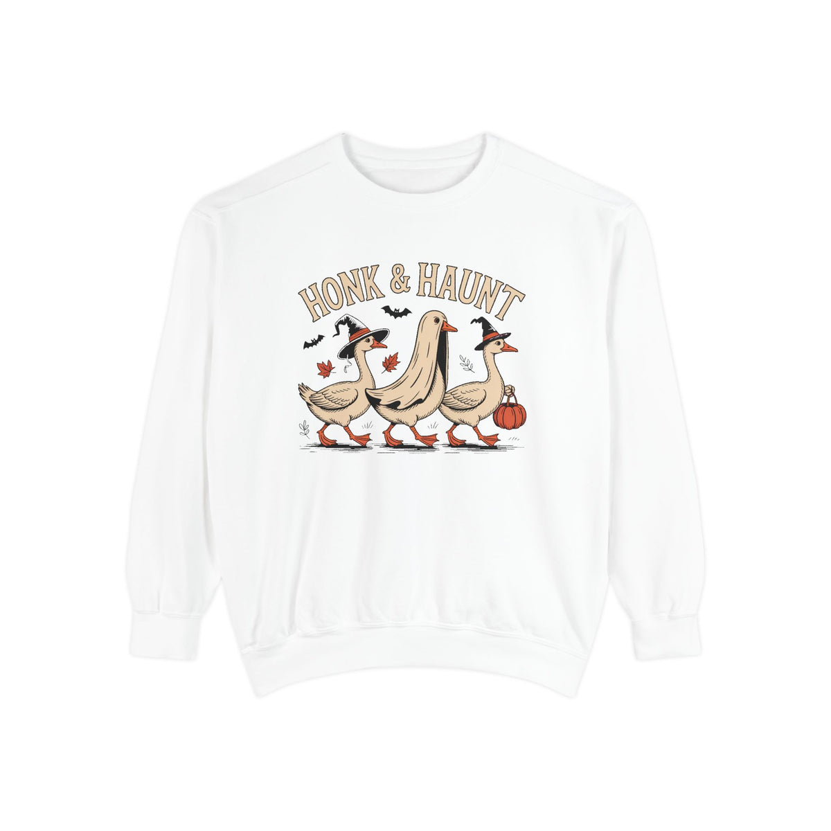 Honk & Haunt Geese Sweatshirt, Funny Halloween Goose Crewneck, Vintage Spooky Season Sweatshirt, Bird Lover Halloween Gift