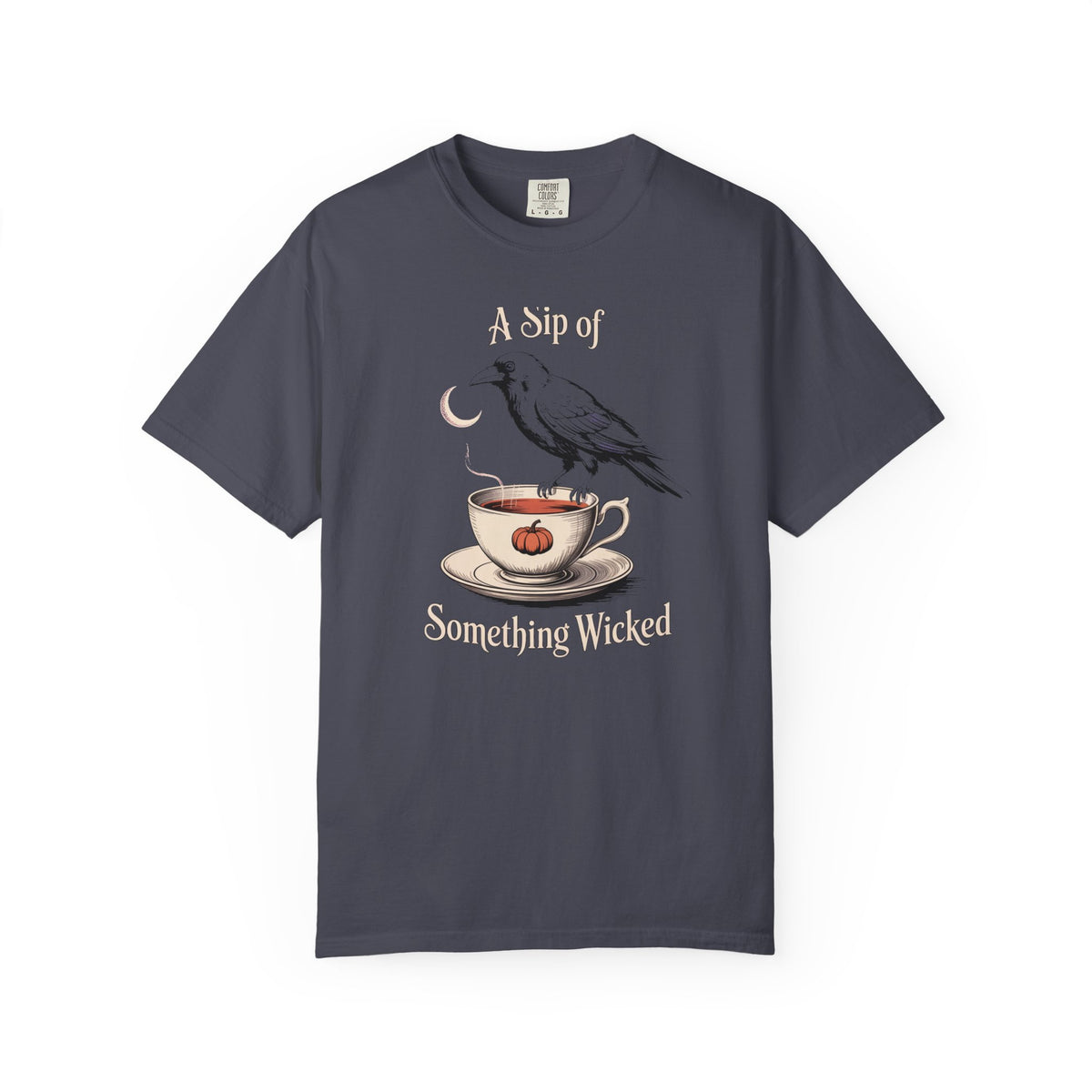 A Sip Of Something Wicked Crow Shirt, Vintage Halloween Tea Tee, Gothic Crow Pumpkin T-Shirt, Witchy Autumn Gift