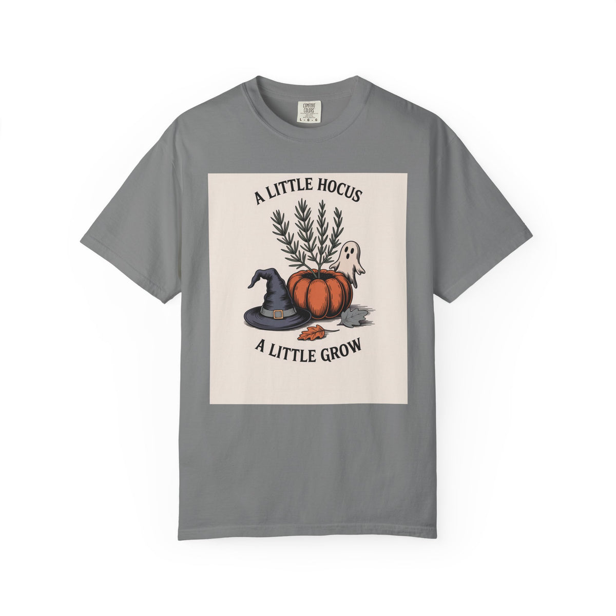 A Little Hocus A Little Grow Shirt, Halloween Botanical T-Shirt, Pumpkin Planter Witch Hat Ghost Tee, Cozy Fall Gift