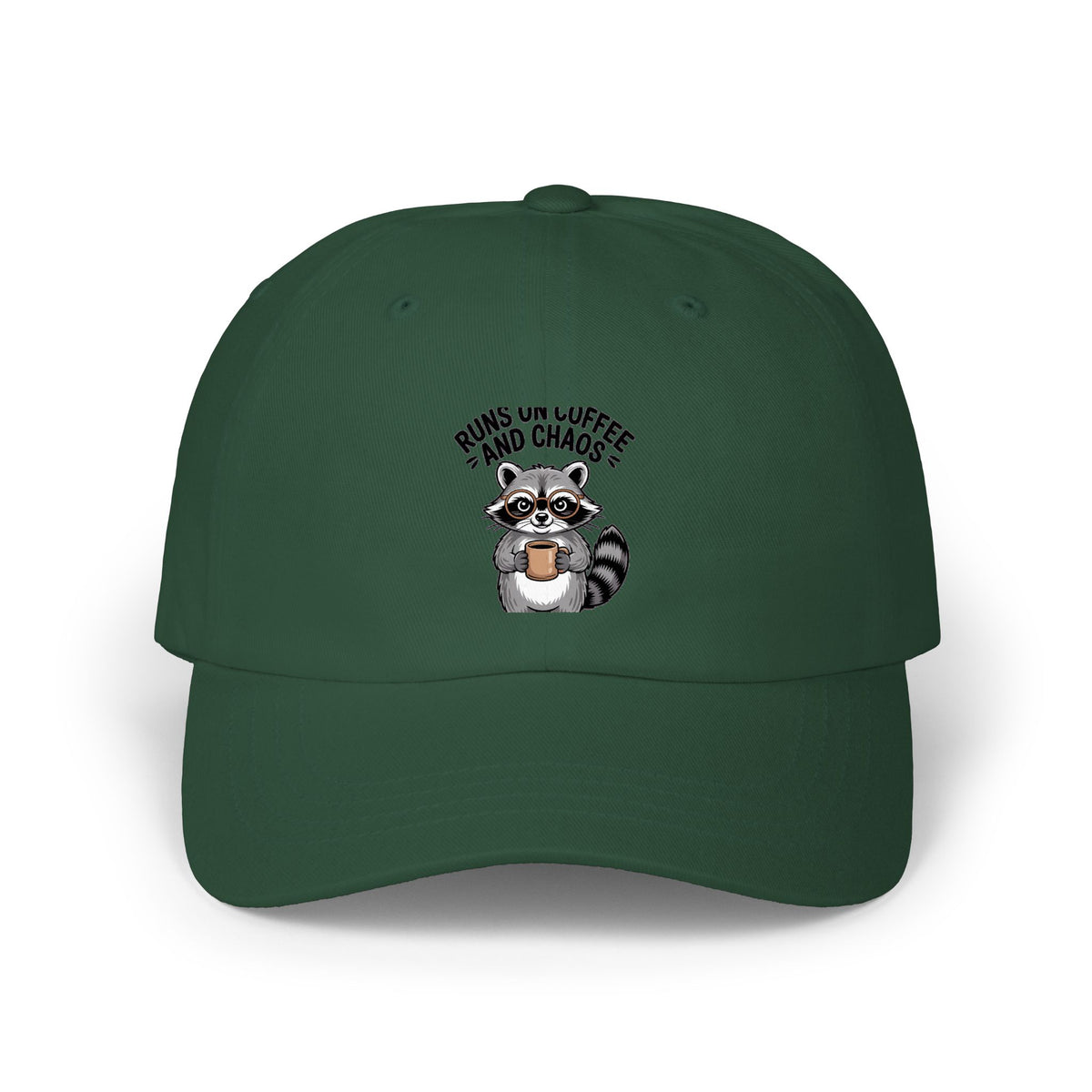 Nurse Raccoon Energy Dad Hat, Funny Coffee Lover Cap, Runs on Coffee and Chaos Embroidered Hat, Nurse Gift Cap, Raccoon Lover Gift