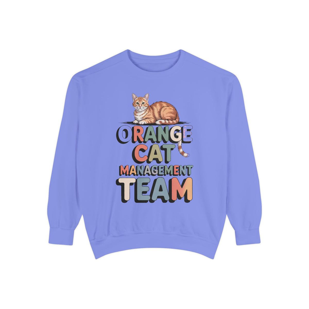 Orange Cat Mom Sweatshirt, Orange Cat Management Team Crewneck, Funny Family Roles Gift, Retro Cat Lover Sweater, Cat Mom Gift, Embroidered…