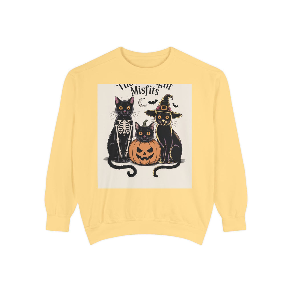 Halloween Black Cat Sweatshirt, Funny Cat Halloween Crewneck, Spooky Season Tee, The Midnight Misfits Cats Costume Shirt Gift