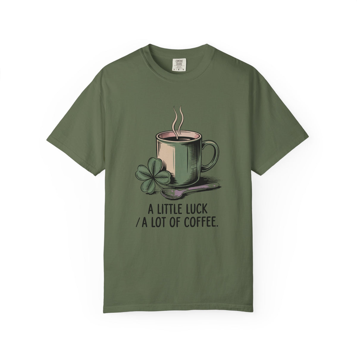Coffee Lover St Patrick's Day Shirt, A Little Luck A Lot Of Coffee Tee, Funny St Paddy's Day Gift, Shamrock Mug Tee, Lucky Coffee Lover Shi…