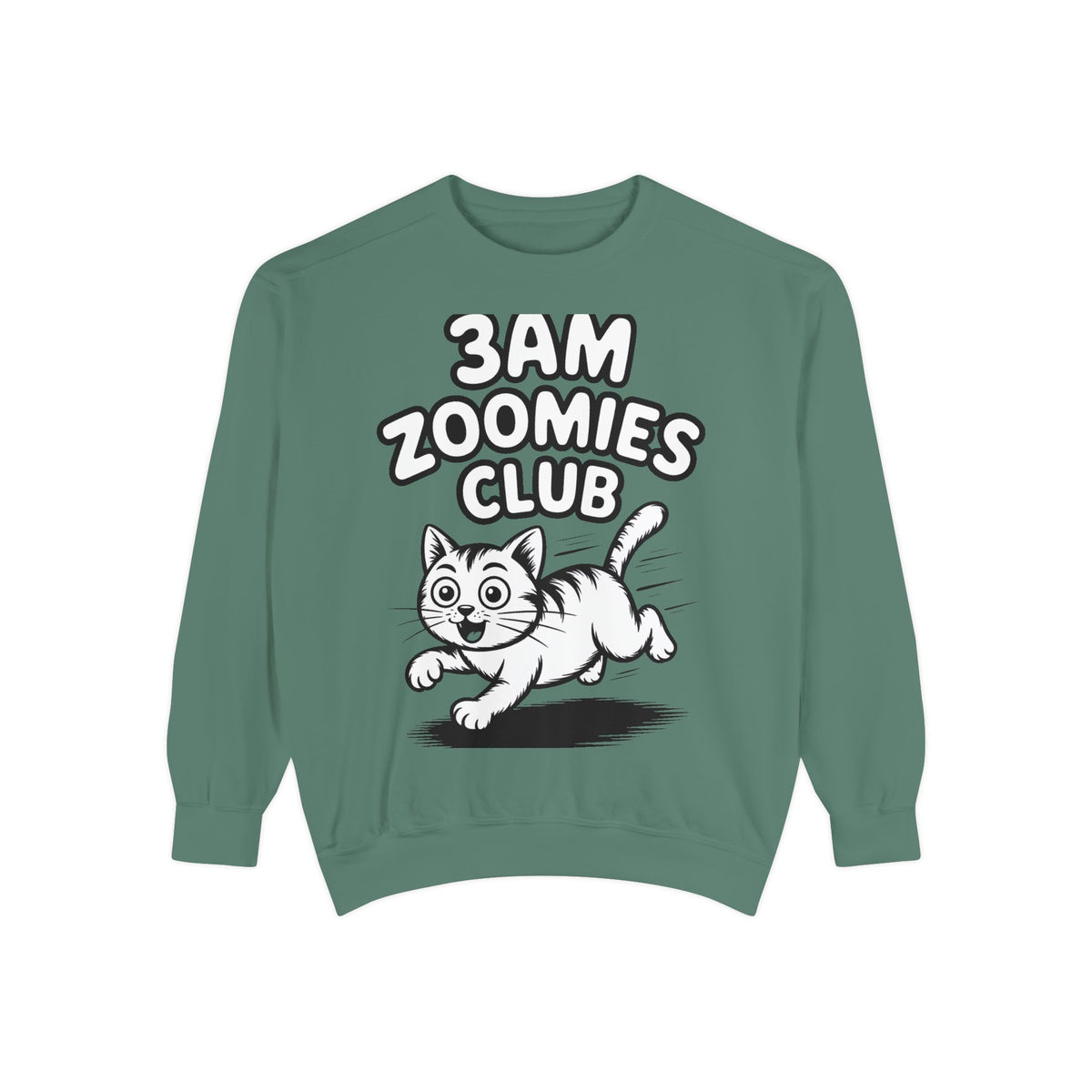 3AM Zoomies Club Sweatshirt, Funny Cat Crewneck, Cute Crazy Cat Lover Gift, Embroidered Patch Style Cat Sweatshirt
