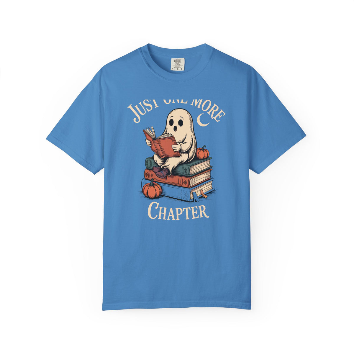 Just One More Chapter Ghost Shirt, Cozy Halloween Reading Tee, Bookish Ghost T-Shirt, Vintage Storybook Halloween Gift