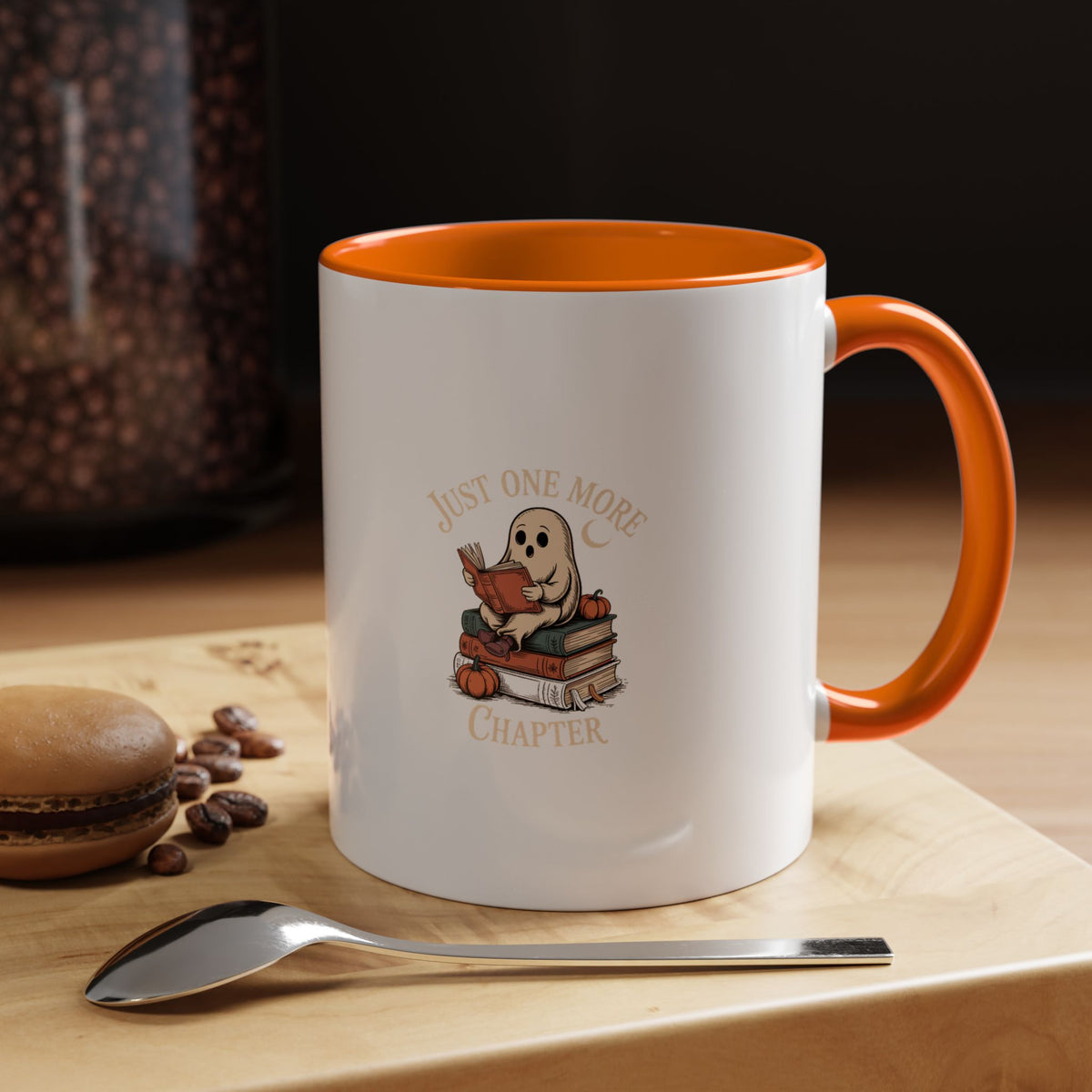 Just One More Chapter Ghost Mug, Halloween Reading Mug, Cozy Bookish Ghost Coffee Cup, Spooky Season Book Lover Gift
