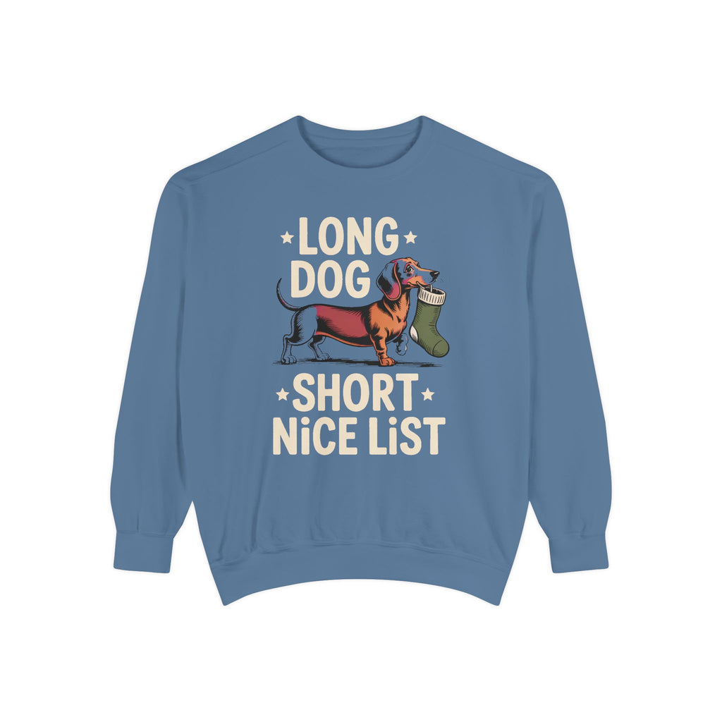 Dachshund Lover Sweatshirt, Funny Christmas Gift For Dog Mom, Long Dog Short Nice List Crewneck, Dachshund Christmas Sweatshirt, Weiner Dog…