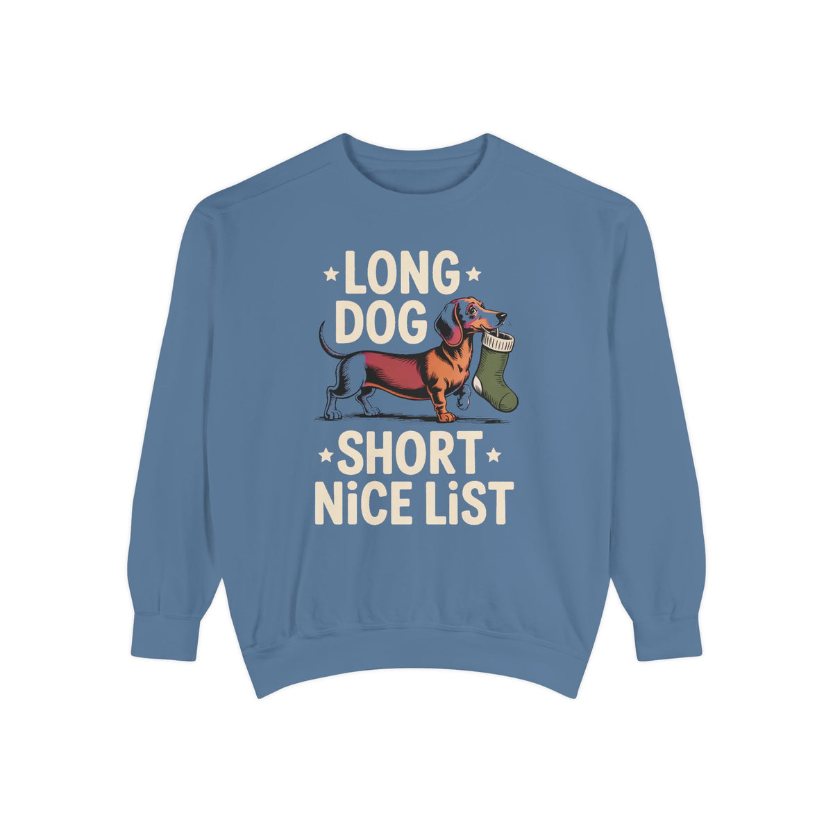Dachshund Lover Sweatshirt, Funny Christmas Gift For Dog Mom, Long Dog Short Nice List Crewneck, Dachshund Christmas Sweatshirt, Weiner Dog…