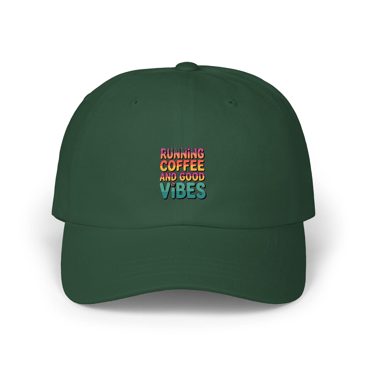 Running On Coffee And Vibes Dad Hat, Funny Coffee Lover Embroidered Cap, Coffee Addict Gift, Cute Dad Cap For Coffee Drinkers