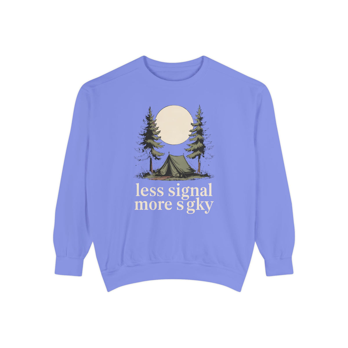 Camper Sweatshirt, Less Signal More Sky, Camping Gift For Campers, Outdoor Hobby Crewneck, Nature Lover Gift, Vintage Camp Sweatshirt