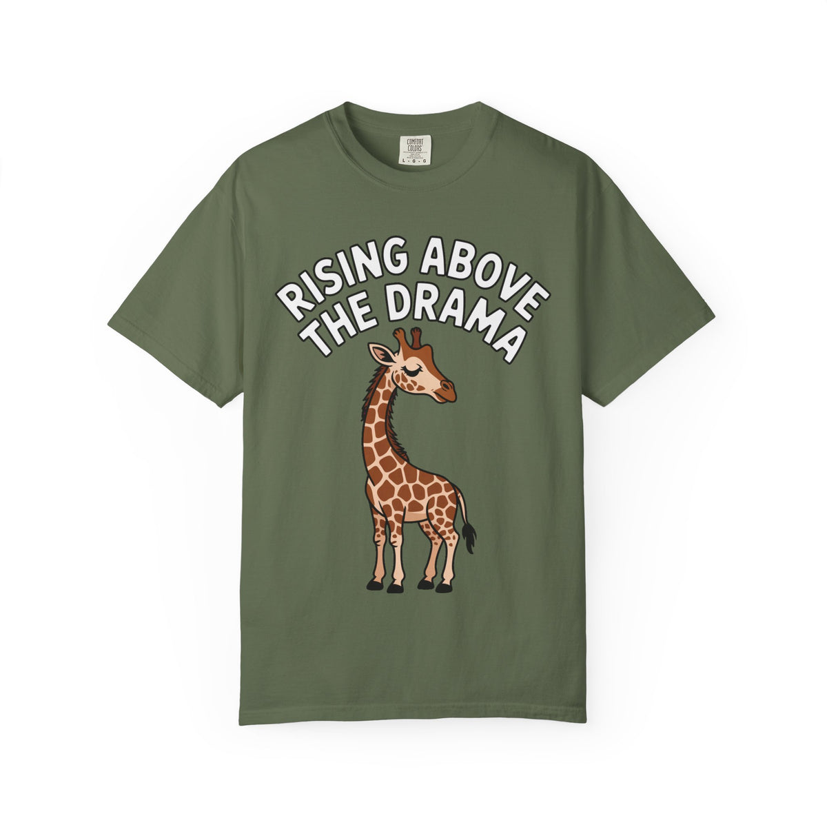 Giraffe Rising Above The Drama T-Shirt, Funny Sassy Giraffe Tee, Cute Cartoon Animal Shirt, Unisex Graphic Tee Gift