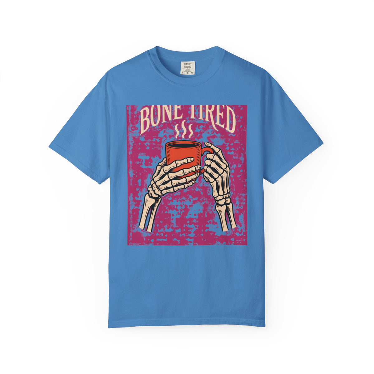 Bone Tired Halloween Shirt, Skeleton Hands Coffee T-Shirt, Vintage Halloween Coffee Lover Tee, Spooky Season Graphic Shirt