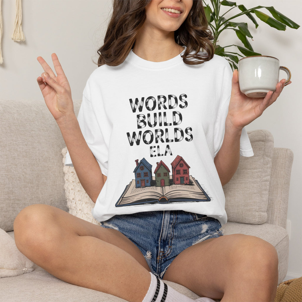 ELA Teacher Shirt, Words Build Worlds Tee, English Teacher Retirement Gift, Language Arts Teacher Appreciation, Reading Teacher Gift, Retir…