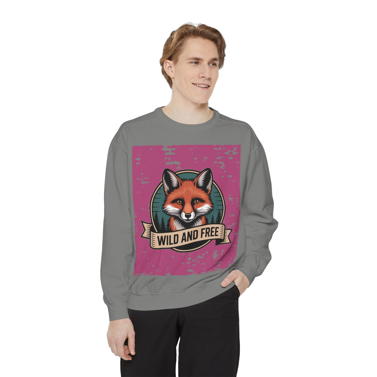 Retro Fox Badge Sweatshirt, Vintage Wildlife Crewneck, Wild and Free Outdoor Sweatshirt, Fox Lover Gift