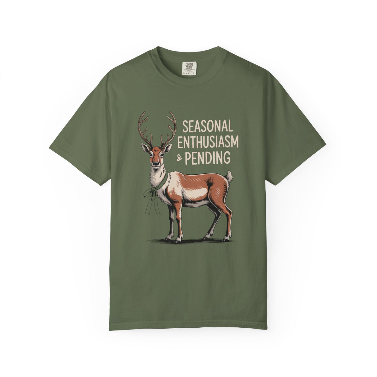 Funny Christmas Shirt for Adults, Seasonal Enthusiasm Pending Reindeer Tee, Deadpan Reindeer Christmas Gift, Sarcastic Holiday T-Shirt