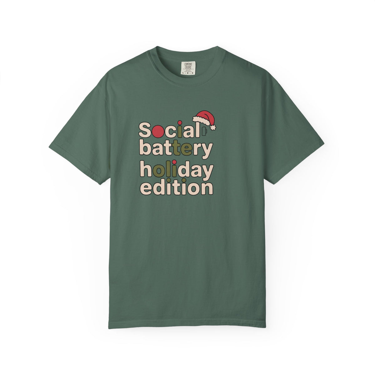 Social Battery Holiday Edition Shirt, Funny Christmas Tee For Socially Tired, Introvert Christmas Gift, Low Battery Holiday Shirt, Funny Xm…