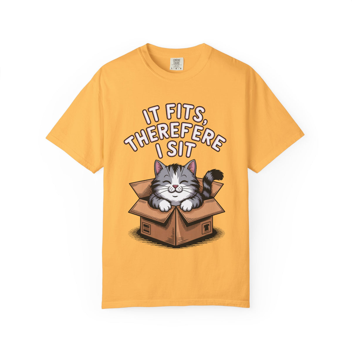 It Fits Therefore I Sit Cat Shirt, Funny Cat In Box T-Shirt, Cute Chubby Cat Lover Gift, Cat Owner Shirt, Funny Cat Meme Tee