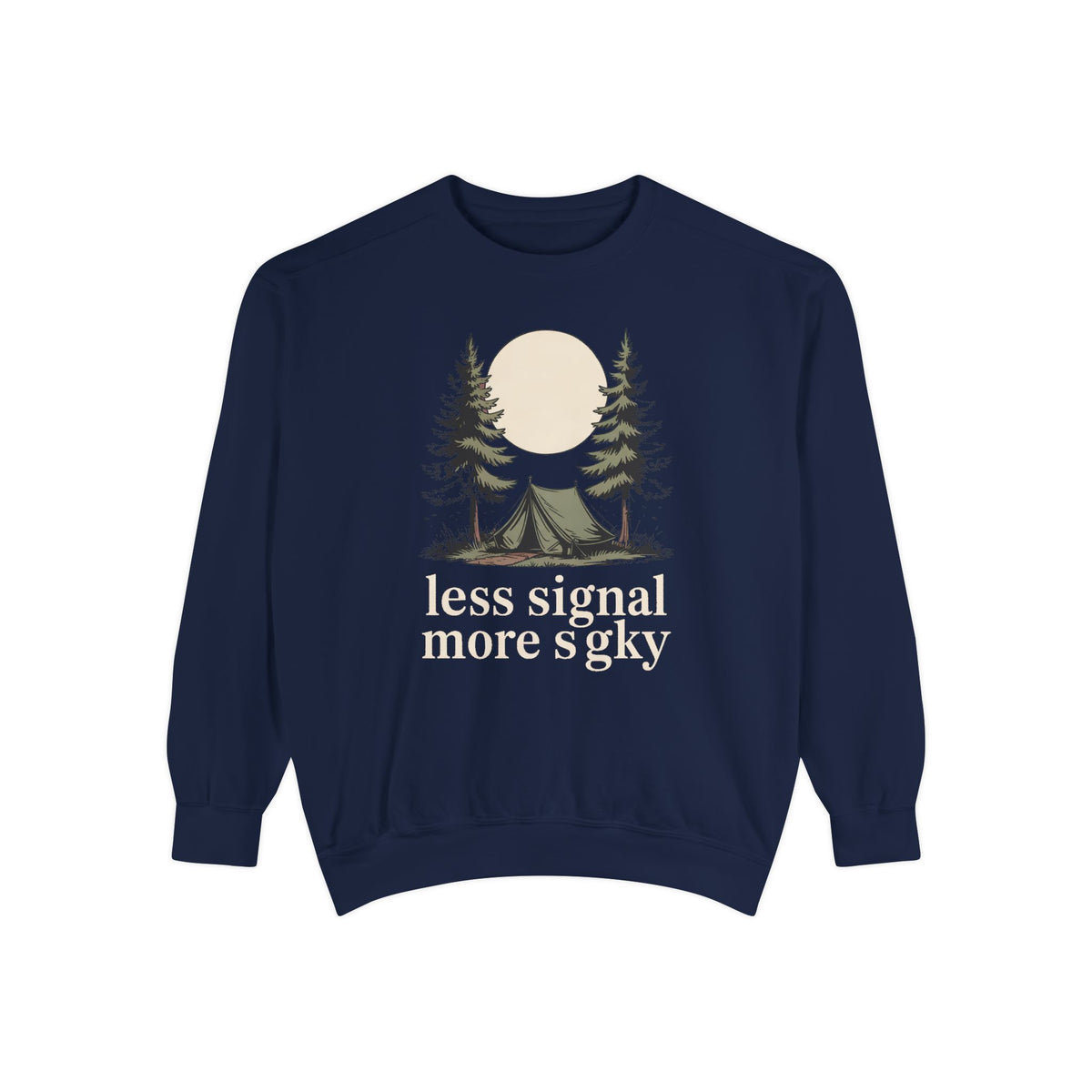 Camper Sweatshirt, Less Signal More Sky, Camping Gift For Campers, Outdoor Hobby Crewneck, Nature Lover Gift, Vintage Camp Sweatshirt