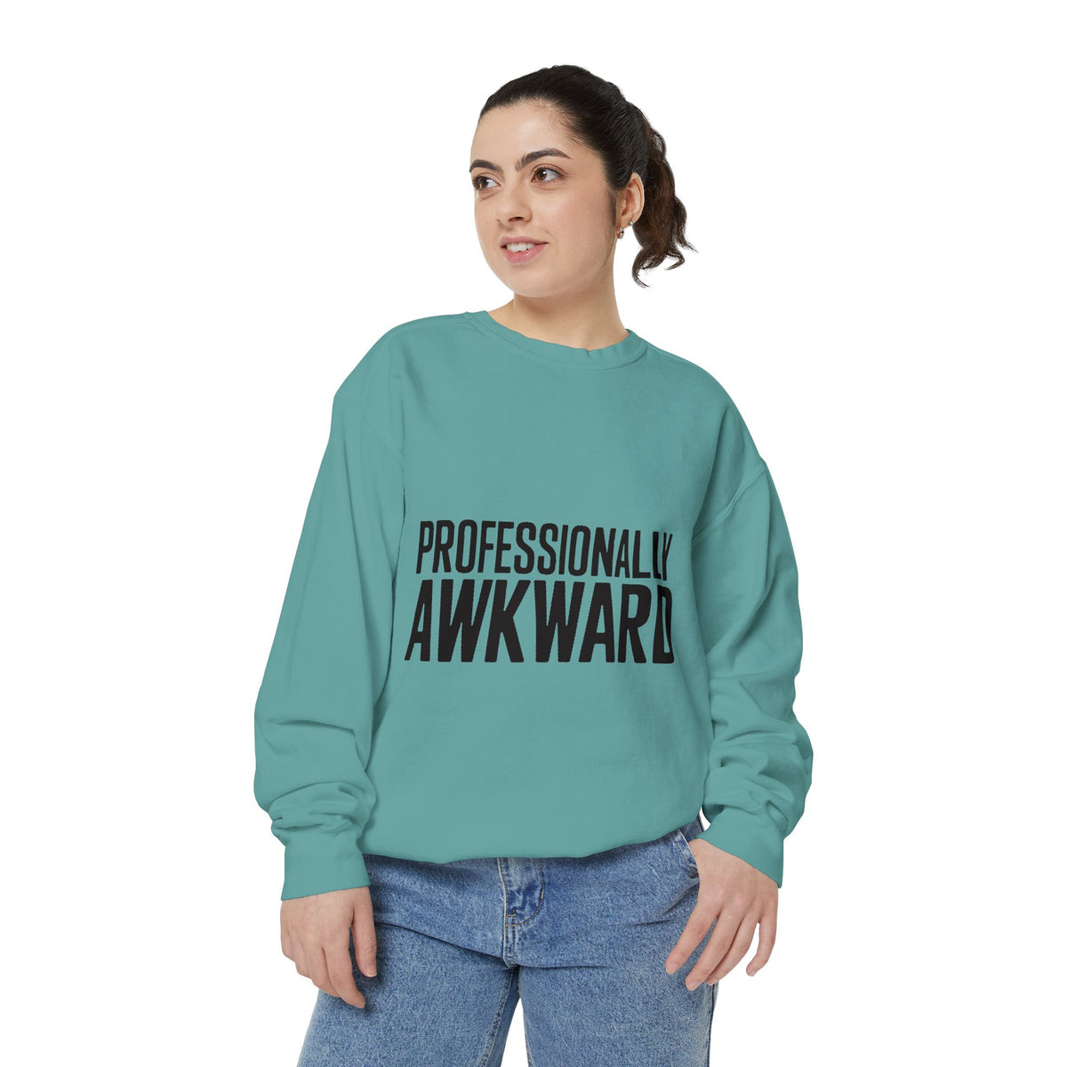 Professionally Awkward Sweatshirt, Funny Embroidered Crewneck, Sarcastic Office Gift, Introvert Humor Pullover, Coworker Gift
