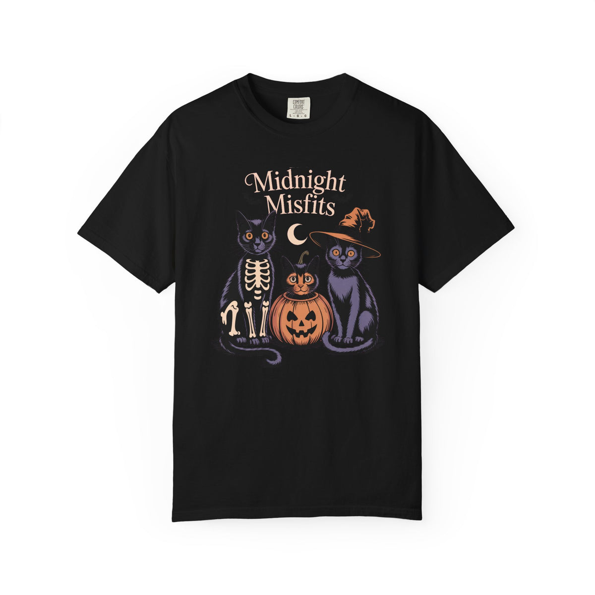 The Midnight Misfits Cats Shirt, Funny Black Cat Halloween T-Shirt, Vintage Cat Costume Tee, Spooky Season Gift