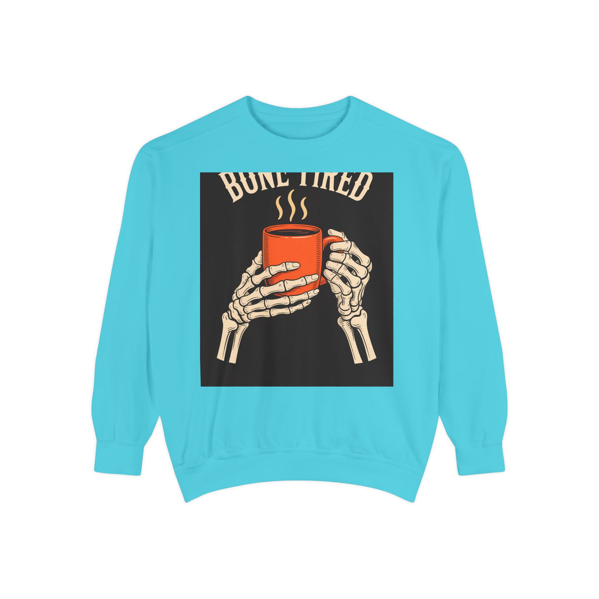 Bone Tired Coffee Skeleton Sweatshirt, Halloween Coffee Lover Crewneck, Funny Skeleton Hands Mug Shirt, Spooky Season Gift