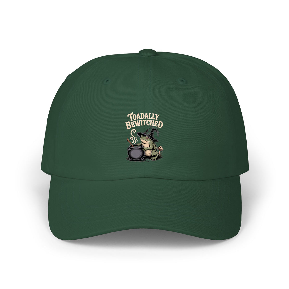 Toadally Bewitched Dad Cap, Funny Halloween Witch Toad Hat, Cottagecore Frog Embroidered Cap, Spooky Season Gift