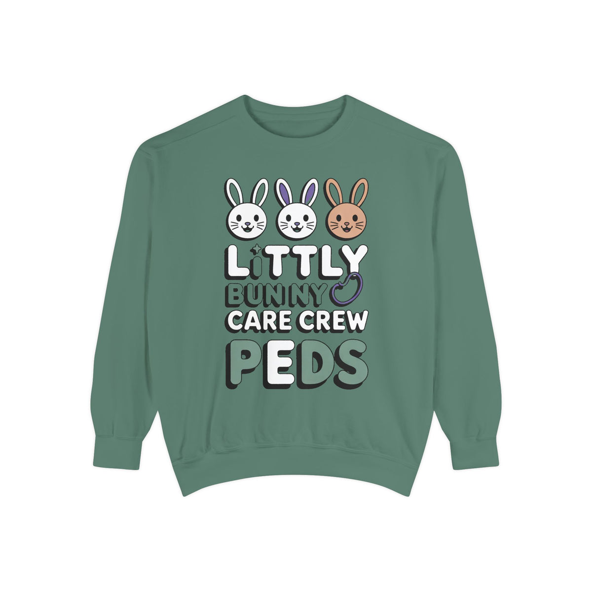 Pediatric Nurse Sweatshirt, Little Bunny Care Crew, Easter Gift For Peds Nurse, Cute Bunny Nurse Shirt, Easter Nurse Appreciation Sweatshir…