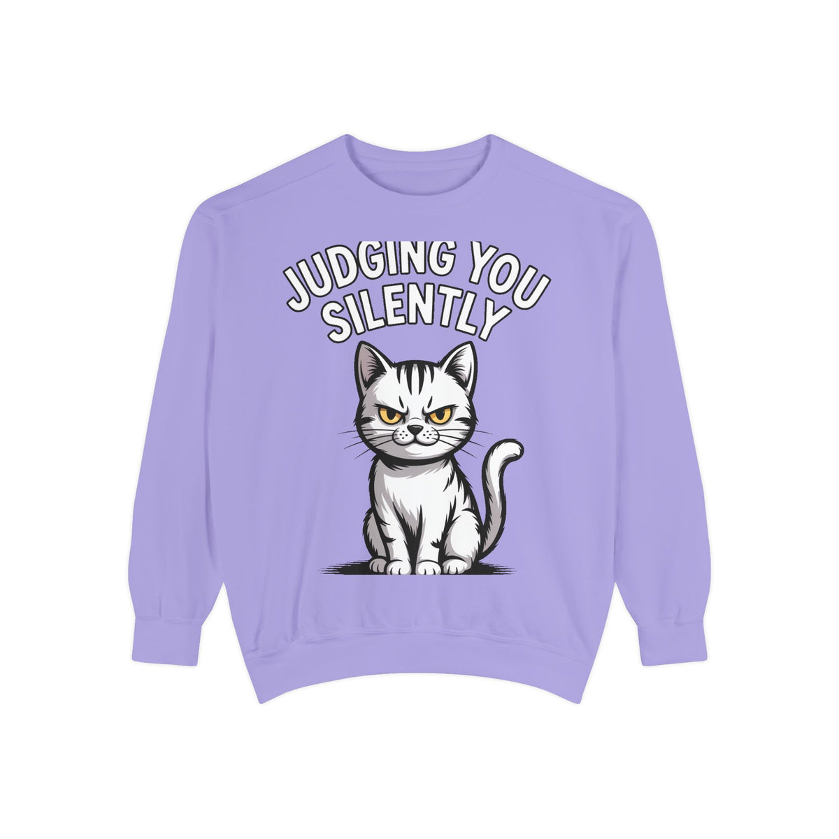 Judging You Silently Cat Sweatshirt, Funny Cat Lover Crewneck, Sarcastic Cat Embroidered Patch Style Sweatshirt, Cute Cat Gift