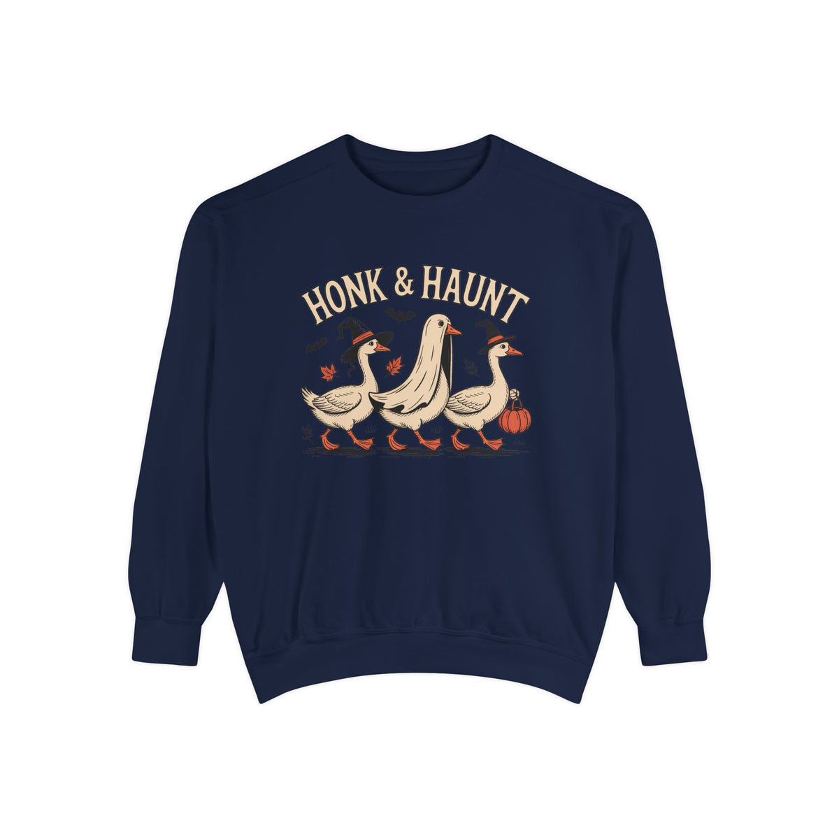Honk & Haunt Geese Sweatshirt, Funny Halloween Goose Crewneck, Vintage Spooky Season Sweatshirt, Bird Lover Halloween Gift
