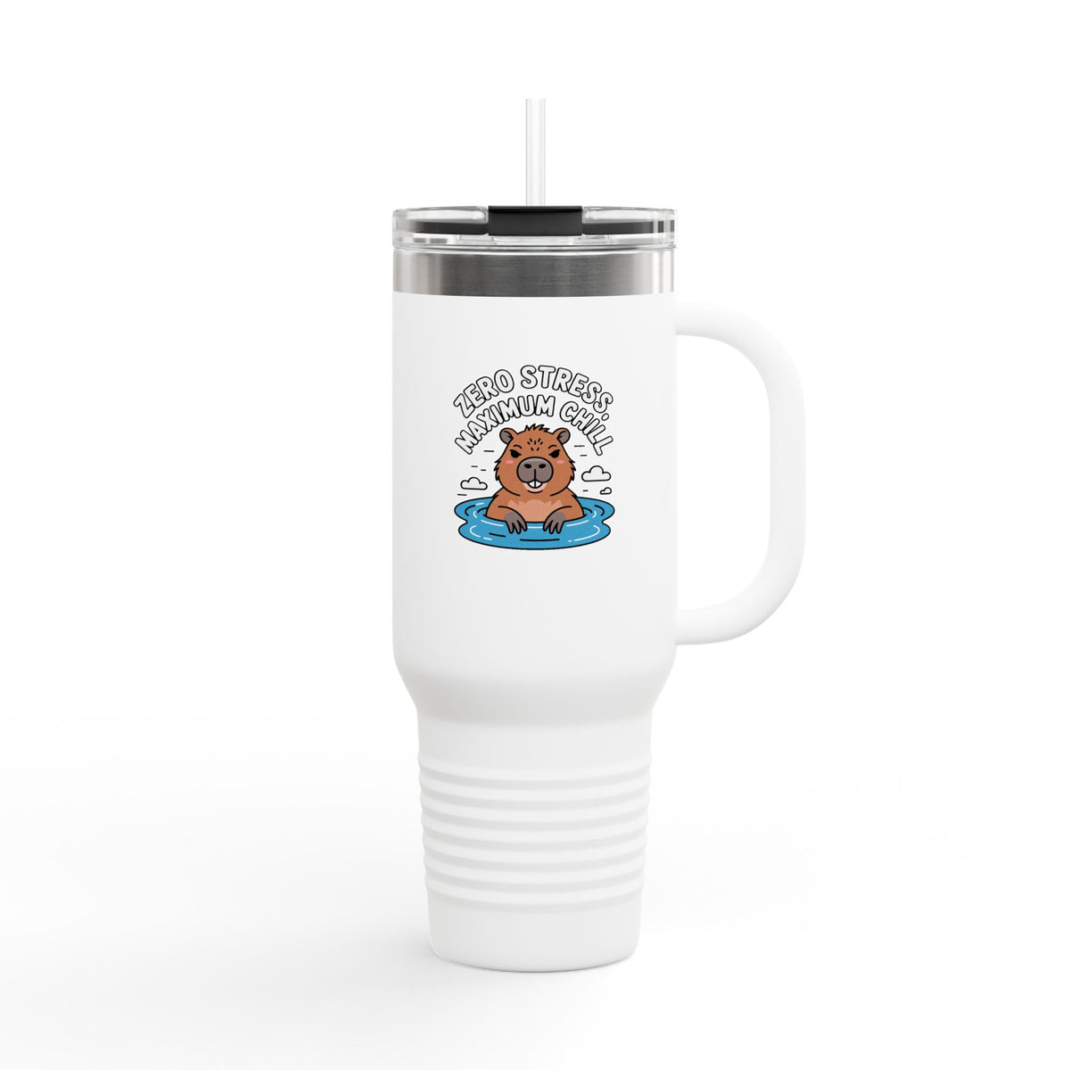 Zero Stress Capybara Travel Mug, Funny Capybara 40oz Tumbler, Hot Spring Chill Cup, Cute Animal Lover Gift, Zero Stress Maximum Chill