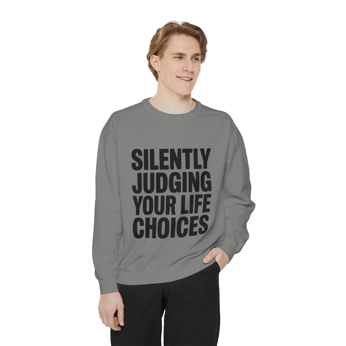 Silently Judging Your Life Choices Sweatshirt, Funny Sarcastic Crewneck, Embroidered Patch Style Sweatshirt, Snarky Gift