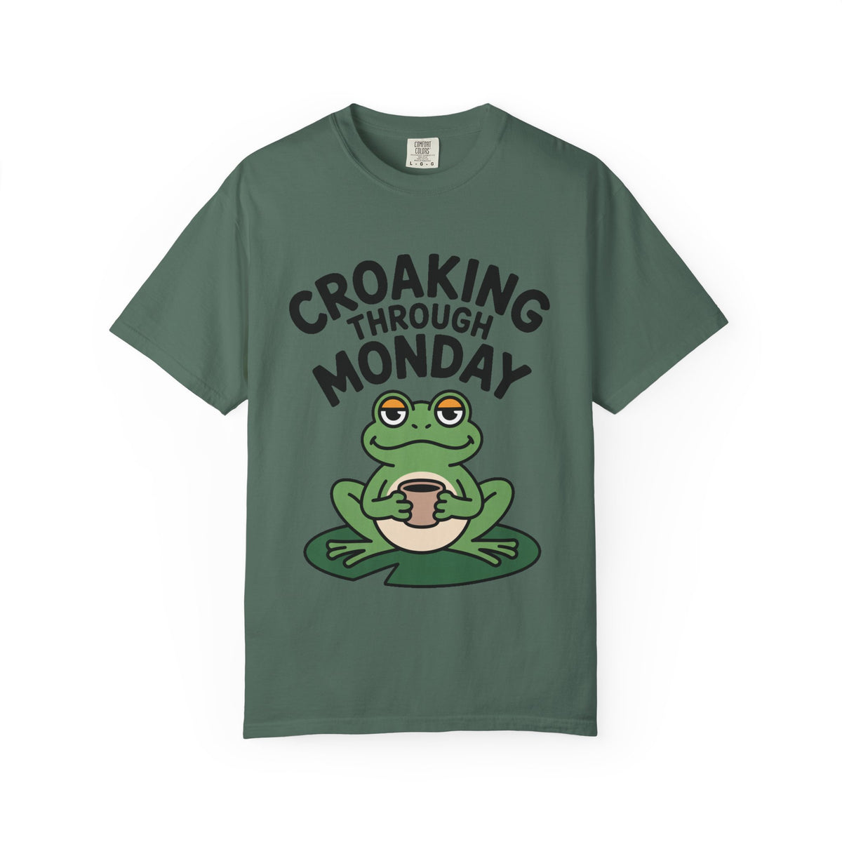 Croaking Through Monday Shirt, Funny Frog Coffee T-Shirt, Cute Frog Lover Gift, Monday Mood Tee, Sarcastic Frog Shirt