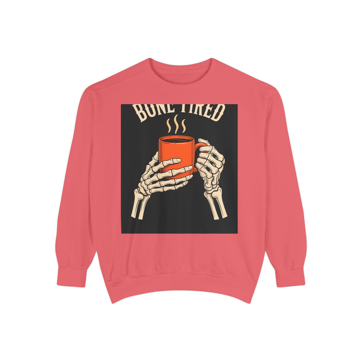 Bone Tired Coffee Skeleton Sweatshirt, Halloween Coffee Lover Crewneck, Funny Skeleton Hands Mug Shirt, Spooky Season Gift